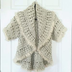 LovelyGirl faux fur trim knit cardigan